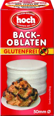 Produktbild von Hoch | runde Back Oblaten | 5 cm | 35 g pro Packung | 1er Pack | Glutenfrei | Vegan | Esspapier zum Backen von Makronen & Lebkuchen