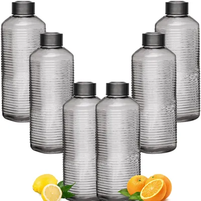 Imagen del producto de Botella de vidrio de 1 litro: Botella reutilizable y sostenible con tapa a prueba de fugas