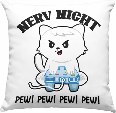 Produktbild von Trendation - Lustige Gamer Deko-Kissen mit Füllung 40x40 Nerv Nicht Pew Pew Geschenk Zocker Lustiger Spruch Geschenkidee Jungs (Grün)
