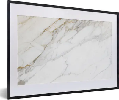 Produktbild von MuchoWow® Gerahmtes Poster Marmor - Stein - Weiß - Gold - Marmoroptik - Stein - Luxus 60x40 cm - Poster mit Schwarzem Bilderrahmen Wandposter Rahmen Foto Bilder - Schlafzimmer - Plakat in Rahmen - Drucken