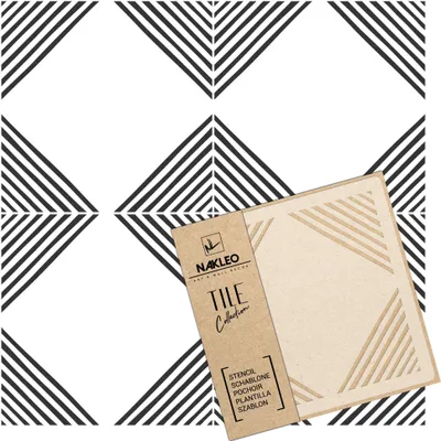 Produktbild von Tile Fliesen Schablone zum Malen 15x15 cm, Maior Geometrisch Handgemaltes Quadrat Modern, Kunststoff Wiederverwendbare Bodenschablone DIY