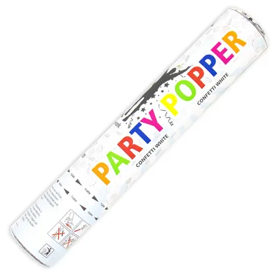 Produktbild von Folat Party Popper Konfettikanone 28 cm, weiß, für festliche Anlässe wie Hochzeiten