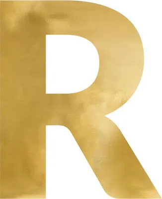 Produktbild von Spiegelbuchstabe „R“, gold, 50x60 cm