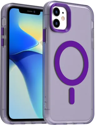 Produktbild von Handyhülle für iPhone 12 Pro, Hülle Kompatibel mit MagSafe, Schlank Durchscheinend Matt Stoßfest Schutzhülle Lila