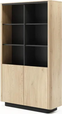Produktbild von Standregal TORRO 113 cm eiche cremona schwarz abgerundet push-to-open