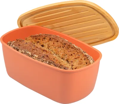 Produktbild von bremermann Brotkasten mit Bambus-Deckel, Schneidebrett, Brottopf, rotbraun