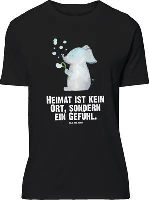 Produktbild von Mr. & Mrs. Panda Größe L T-Shirt Elefant Seifenblasen - Schwarz - Geschenk, Shirt, Tshirt, Liebesspruch, Lustige Sprüche, Liebe, Elefanten, mit Spruch, Heimat