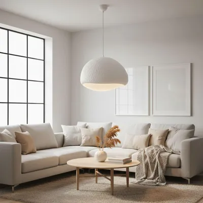 Produktbild von Opviq, Hochwertiger Kronleuchter, Metallkörper, Fiberglas-Kappe, 50 x 44 x 30 cm, Höhe: 45-120 cm, E27 Fassung, IP20, Weiß, Modernes Design für stilvolle Räume.