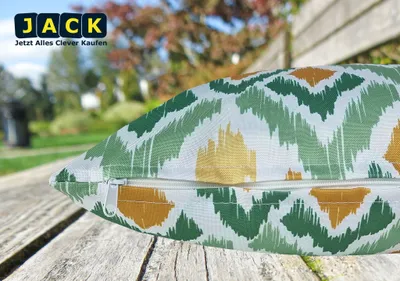 Produktbild von JACK 30x50cm Motiv Outdoor Lounge Kissen Dekokissen inkl. XXL-Füllung Wasserabweisend Sitzkissen Garten Stuhl Lotus Effekt, Farbe:Abstrakt Grün