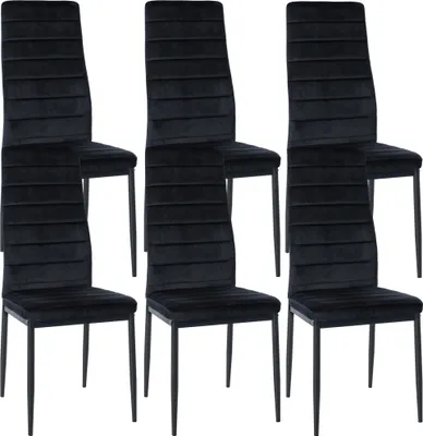 Produktbild von 6er Set Esszimmerstühle HLO-CP39 Samt  schwarz