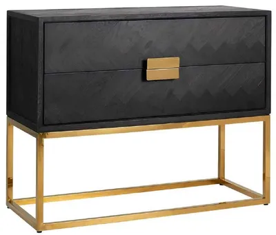 Immagine prodotto di Casa Padrino cassettiera in legno massiccio con 2 cassetti nero/oro 108 x 45 x h. 87 cm - Mobili per il soggiorno - Mobili per hotel - Luxury Collection