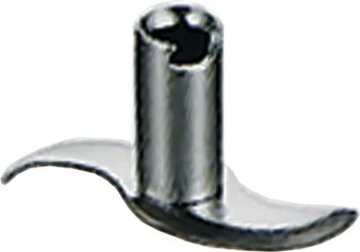 A close-up studio shot of a metal blade for a blender.