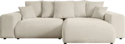 Produktbild von Ecksofa mit Schlaffunktion und Bettkasten ESKAR-L -266x176x72 cm Beige- Corner Sofa Bett Eckcouch Couch L-Form Schlafcouch Ausziehbar Wohnlandschaft Schlafsofa Cauchsofa