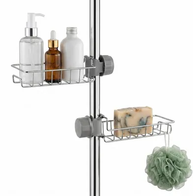 Obrázok produktu pre Držiak na sprchové hlavice bez vŕtania, 2 kusy, pre sprchové tyče s priemerom 18-25 mm, vyrobený z nehrdzavejúcej ocele, s držiakom na uteráky