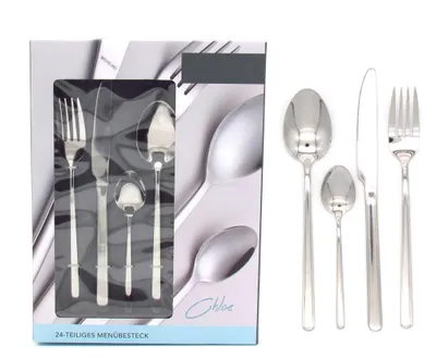 Produktbild von 24-teiliges Edelstahl-Besteckset – Rostfrei, Hochglanz & Spülmaschinengeeignet – Für 6 Personen – Chloe
