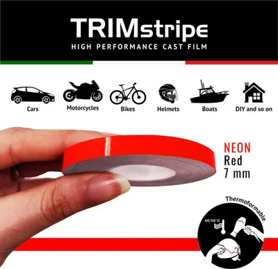Immagine prodotto di Nastro decorativo adesivo per auto, rosso fluorescente, 7 mm x 10 m