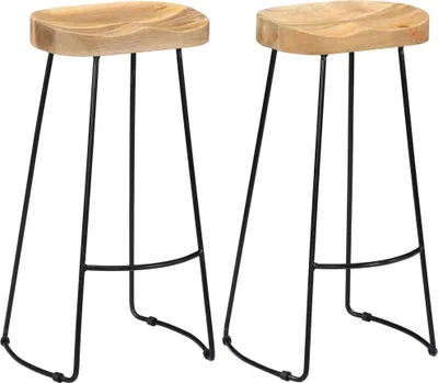 Image de vidaXL Tabouret de bar Gavin 2 pcs. Bois massif de manguier