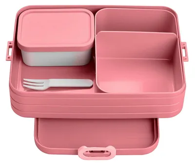 Produktbild von Mepal - Bento Brotdose Large TAB - Brotdose mit Bento Box - Für 2 Sandwiches oder 4 Brotscheiben - Lunchbox für kleine Snacks & Reste - Brotdose Erwachsene Essenbox mit Fächern - 1,5 l - Vivid mauve
