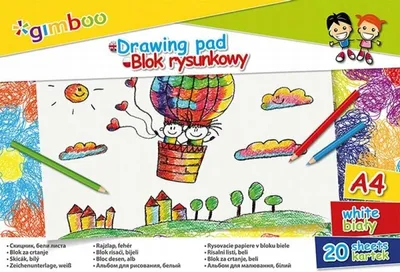 Image de Bloc de dessin A4, 20 feuilles, blanc, 70 g/m², Gimboo 7531BTS17-99