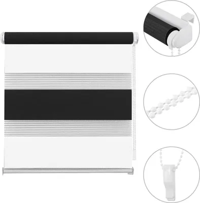 Immagine prodotto di Eurohome Tenda a rullo a doppio fissaggio senza foratura 120 x 150 cm Bianco e nero