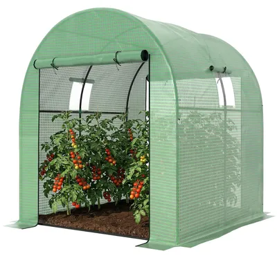 Produktbild von Gartentunnelgew?chshaus, 3,24 m2, hochdichtes PE 135 g/m2, mit 2 Rei?verschlusstš¹ren, 180 x 180 x 200 cm, grš¹n