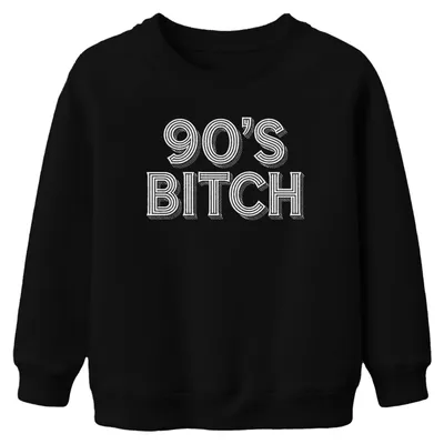 Produktbild von 90's Bitch 90er Retro Nostalgie Geschenk 90s Vintage Kinder Sweatshirt Pullover, Schwarz, 152