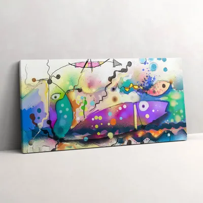 Produktbild von Bild von Fischen im Meer – Leinwandbild Wandbild – 100x50 cm – Leinwandbilder – Wandbilder – Schlafzimmer – Flur