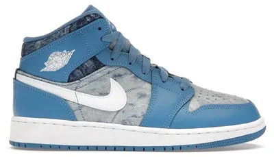 Image de Jordan 1 Mid en denim délavé (taille enfant) - Pointure européenne 38