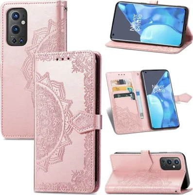 Produktbild von König Design Hülle kompatibel mit OnePlus 9 Pro Kunstleder Handyhülle - Handy Case Rosa