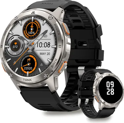 Produktbild von KOSPET TANK T3 Smartwatch Herren 60 Tage Extra Lange Batterie 50M Wasserdicht Zum Schwimmen Robuste Militärische Vollmetall Smartwatch