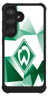 Produktbild von NIVOCASE Hülle für Samsung Galaxy S25  Stoßfeste Handyhülle NIVOmax Case Schwarz Offizielles Lizenzprodukt SV Werder Bremen Tarnmuster