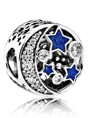 Image de Charm Pandora pour femme, collection Vintage, motif ciel étoilé, argenté, bleu, référence 791992CZ