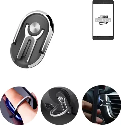 Produktbild von K-S-Trade 3in1 Smartphone-Ring Handy-Ring kompatibel mit Oukitel Y5000 Fingerhalterung  Handyring Tischständer Lüftungsgitter-Halterung Tisch
