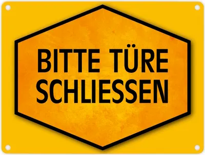 Produktbild von Bitte Türe schließen Warn- und Hinweisschild in Gelb und Schwarz Warnschild