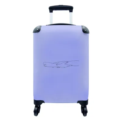 Produktbild von MuchoWow® Koffer Handgepäck Trolley Rollkoffer Kleine Reisekoffer mit 4 Rollen - Hand - Strichzeichnung - Lila - Cabin Size < 55x40x23 cm & 55x40x20 cm - Fotokoffer - Kabinenkoffer - Boardgepäck - Reise-Box - Reisekoffer - Reisegepäck - Koffer mit Bild - Trolley für Kinder