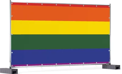 Produktbild von Wallario XXL Outdoor-Poster für Garten oder Balkon, Motiv Regenbogen Flagge Fahne, in ca. 340 x 173 cm