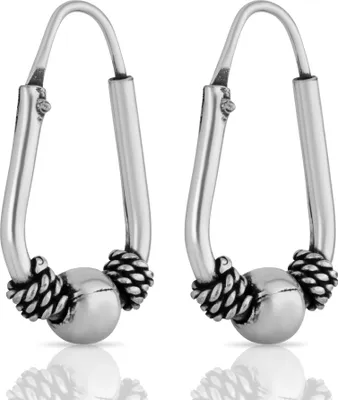 Produktbild von Paar Bali Creolen Oval Kugel 19 mm 925er Sterlingsilber Mittelalter Gothic 2322