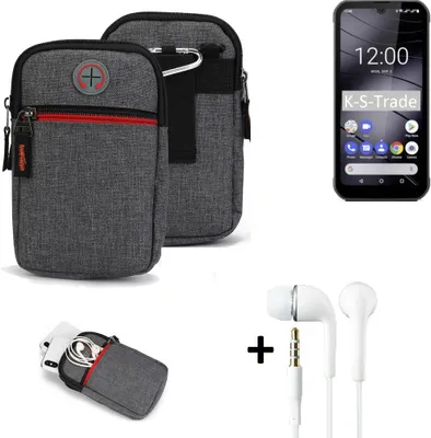 Produktbild von K-S-Trade Gürteltaasche + Kopfhörer kompatibel mit Gigaset GX290 Handy Tasche Holster Schutz Hülle Handy Hülle grau Zusatzfächer 1x