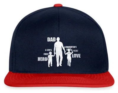 Produktbild von Spreadshirt Vater Sohn Tochter Vatertag Geburtstag Snapback Cap, One size, Navy/Rot