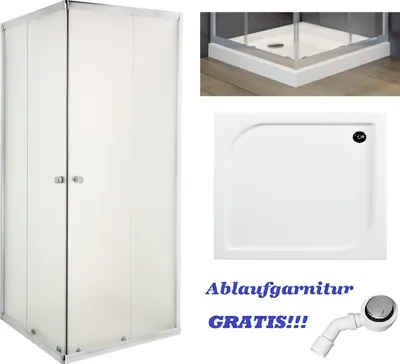 Produktbild von BADLAND Duschwanne und Duschkabine Parla Transparentes Glas 80x80 180cm Quadratisch mit Ablaufgarnitur GRATIS