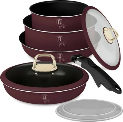 Image de Berlinger Haus Ensemble de Casseroles BH-8254 Revtement en Titane 9 Pices Couleur Bordeaux