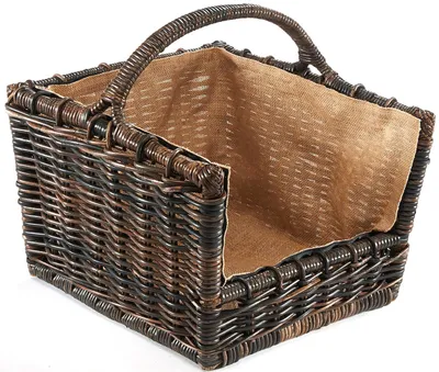 Produktbild von Lockardi Holztrage Holzkorb für Kaminholz - aus Rattan mit abnehmbaren Leinenstoff