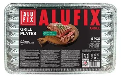Obrázok produktu pre Grilovací podnos, 34,5 x 22,5 cm, obdĺžnikový, 5 ks, ALUFIX GRILL5UNINEW