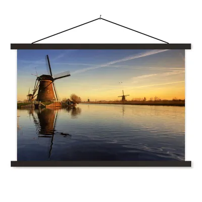 Produktbild von MuchoWow® Textilposter Mühle - Wasser - Horizont 120x80 cm mit schwarzem Rahmen - Wanddeko