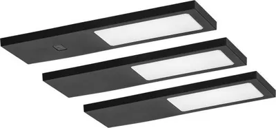 Image de PLANA Set de 3 lampes LED sous châssis, 3x4W, 3x240lm, 4000K, avec interrupteur Touchless, noir
