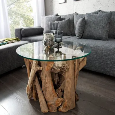 Produktbild von Couchtisch TORA (Ø 60cm) aus massiven Teak Wurzelholz-Stücken