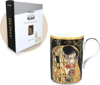 Productafbeelding van Carmani - Gustav Klimt, "De Kus" - Mok - Bekers & Mokken - Cadeau-idee - Vintage decoratie - Wit