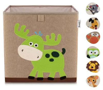 Produktbild von Lifeney Kinder Aufbewahrungsbox I praktische Aufbewahrungsbox für jedes Kinderzimmer I Kinder Spielkiste I Niedliche Spielzeugbox I Korb zur Aufbewahrung von Kinder Spielsachen (Hirsch dunkel)