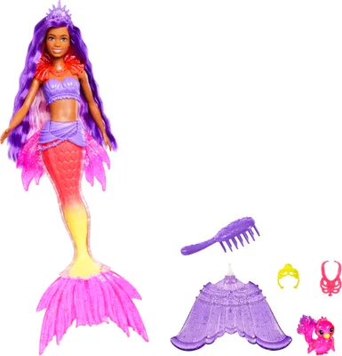 Image de Barbie "Sirène Power" Poupée de Brooklyn (cheveux violets) avec accessoires