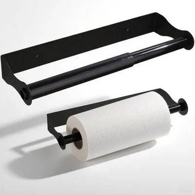 Produktbild von Unyqoos® Selbstklebender Küchenrollenhalter ohne Bohren, Schwarz, rostfreies Material – platzsparend, modernes Design für Küche & Badezimmer